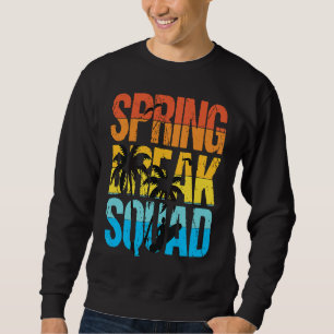 Spring Break Squad Beach Surfer Palm Tree Artwork Sweatshirt