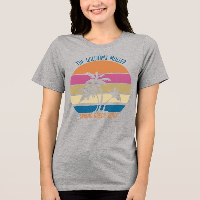 Spring Break Trip Beach Sunset Custom Family Tri-Blend Shirt (Front)