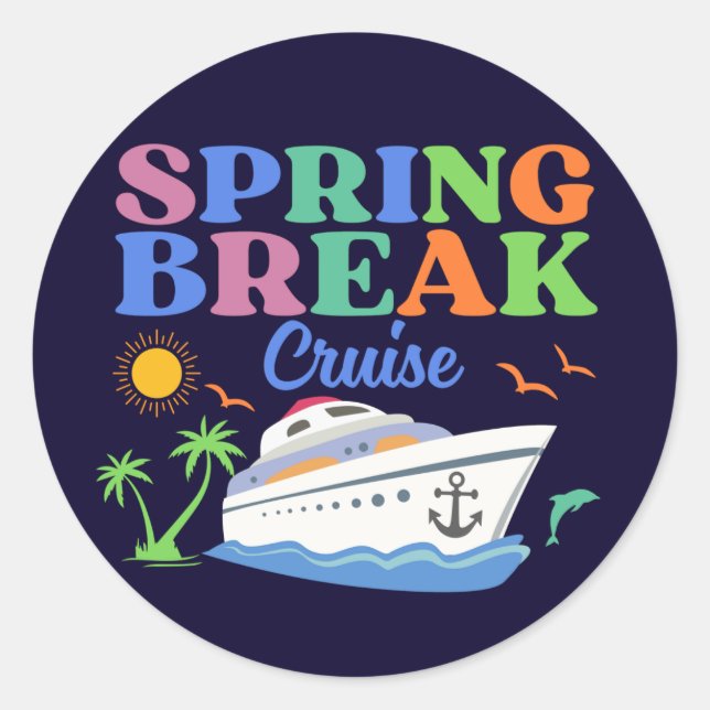 Spring Break Vacation Men's Basic T-Shirt Classic Round Sticker (Front)
