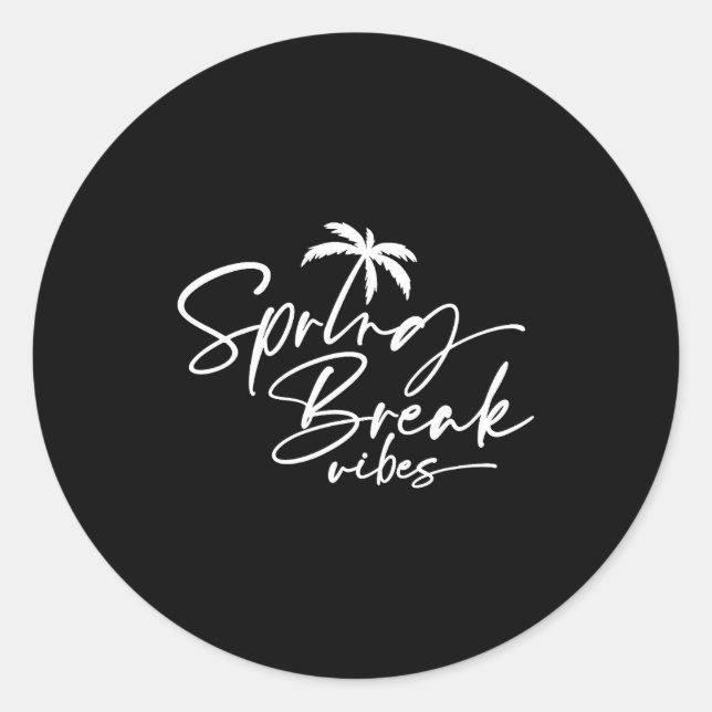 Spring break vibes palm tree graduate class classic round sticker (Front)