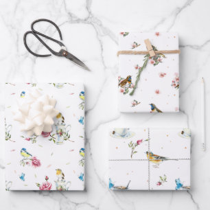 Spring Bridal Mother's Day Watercolor Birds Wrapping Paper Sheet