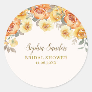 Spring Bridal Shower Featuring Orange Blossoms Classic Round Sticker