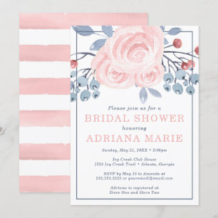 Spring Bridal Shower Invitation, Watercolor Flower Invitation
