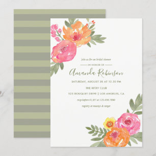 Spring Bridal Shower watercolor flowers invite