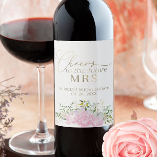 Spring Bridal Shower Wine Label Wildflower Gilded