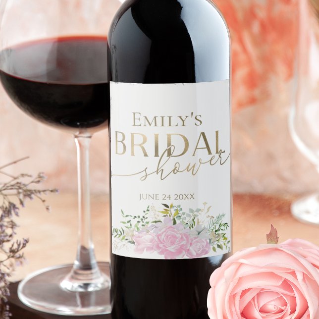 Spring Bridal Shower Wine Label Wildflower Gilded (Creator Uploaded)