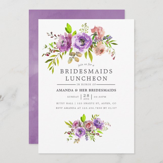 Spring Bridesmaids Luncheon Floral Invitation (Front/Back)