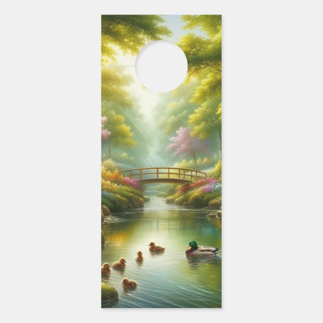 Spring brook with ducks/flowers door hanger (Front)