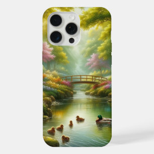 Spring brook with ducks/flowers iPhone 15 pro max case