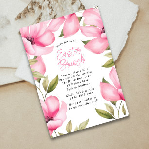 Spring Brunch Easter Pink Flowers Party Invitation