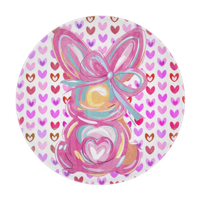 Spring bunnies and hearts cutting board (Front)