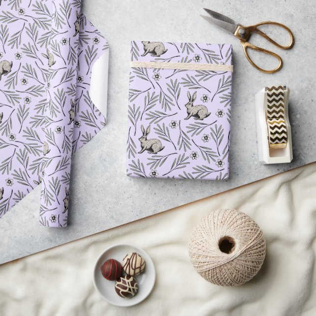 Spring Bunnies Easter Purple Wrapping Paper (Crafts)