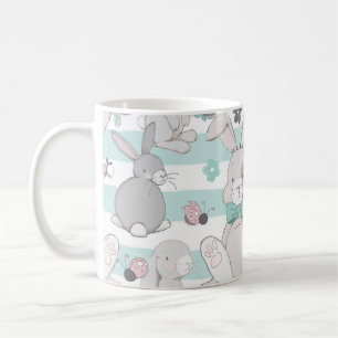 Spring bunnies pattern coffee mug