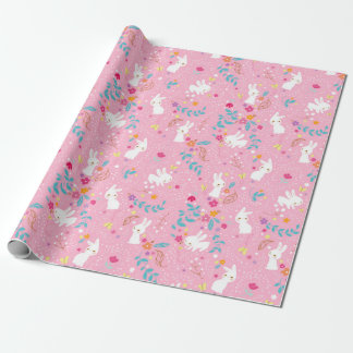 Spring Bunnies Pink Wrapping Paper