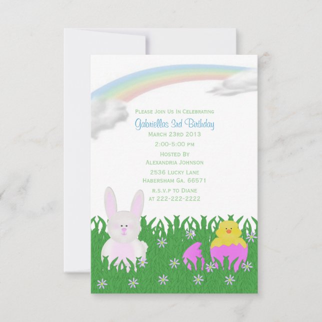 Spring Bunny Birthday Party Invitations (Front)