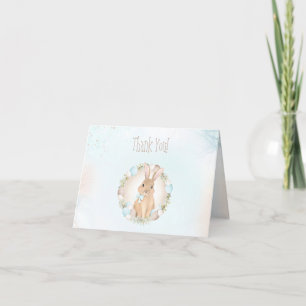 Spring Bunny Blue Boy Baby Shower Thank You Card