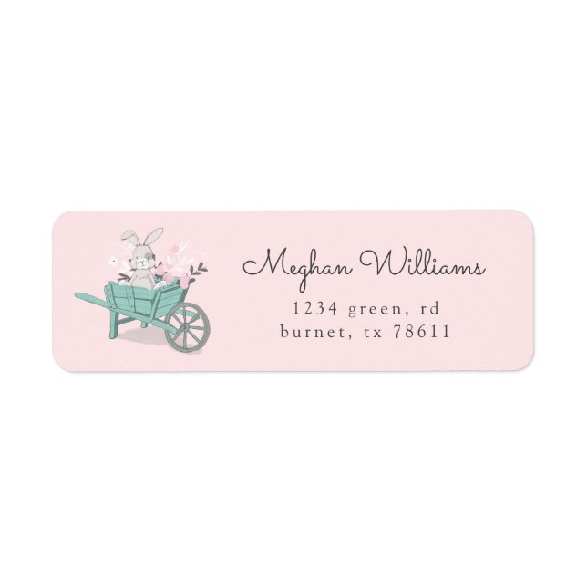 spring bunny chalk floral cute return address (Front)