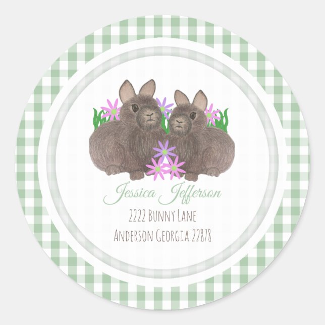 Spring Bunny  Classic Round Sticker (Front)