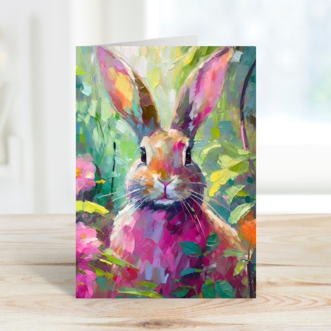 Spring Bunny Colourful Modern Abstract Art Card (Creator Uploaded)