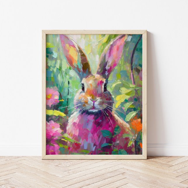 Spring Bunny Colourful Modern Abstract Art Poster (Creator Uploaded)