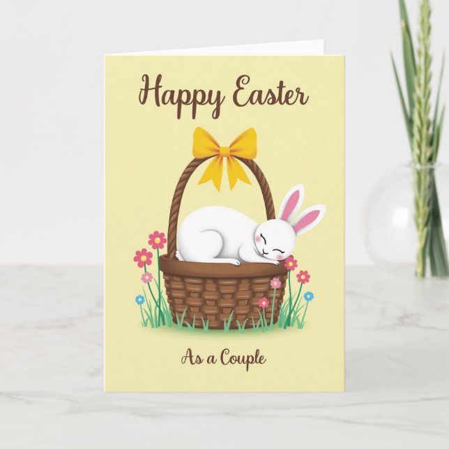 Spring Bunny Couple Easter Card (Front)