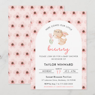 Spring Bunny Floral Baby Shower Invitation