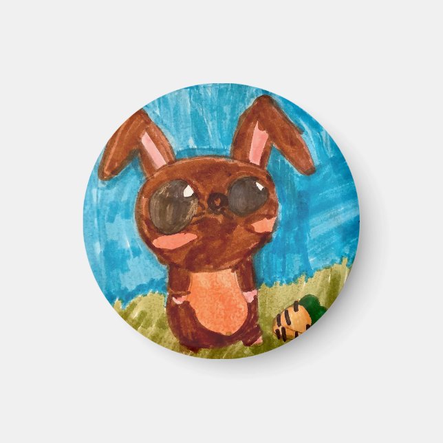 Spring Bunny Magnet - Brown (Front)