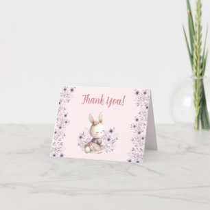 Spring Bunny Pink Girl Baby Shower Thank You Card