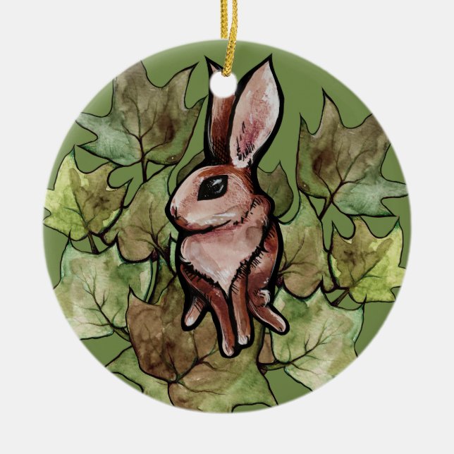 Spring Bunny Rabbit Nature Ivy                     Ceramic Tree Decoration (Front)