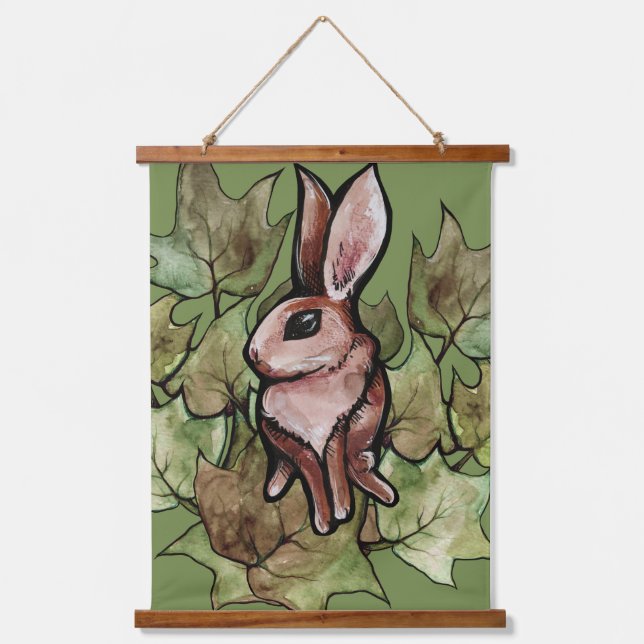 Spring Bunny Rabbit Nature Ivy                     Hanging Tapestry (Front)