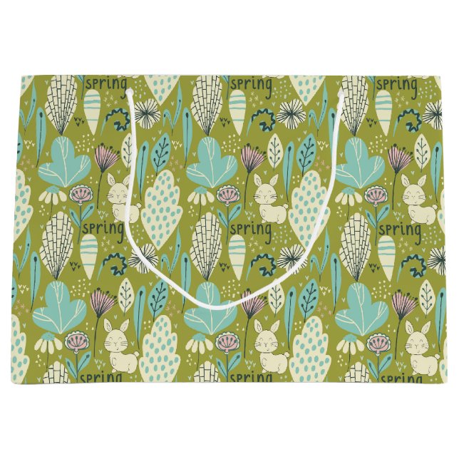 Spring Bunny Rabbit Nature Large Gift Bag (Front)