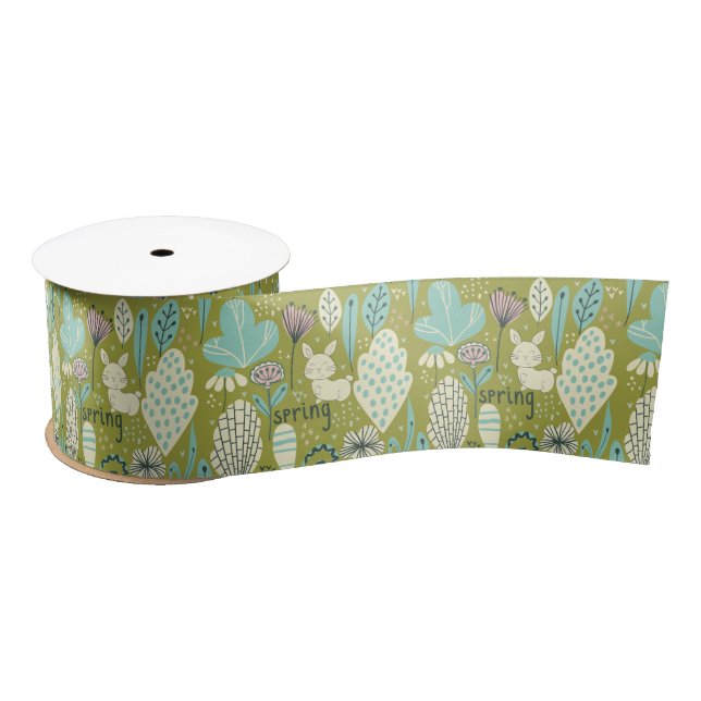 Spring Bunny Rabbit Nature Satin Ribbon (Spool)