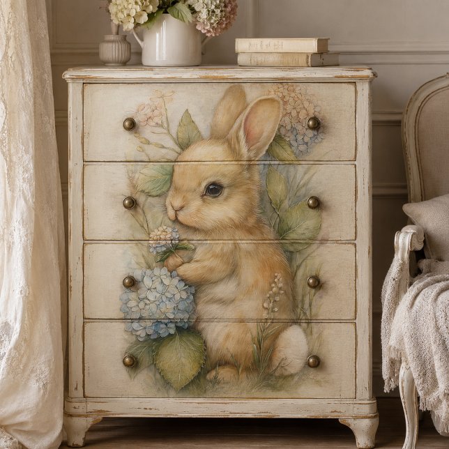 Spring Bunny Rabbit with Floral Watercolor  Tissue Paper (Creator Uploaded)