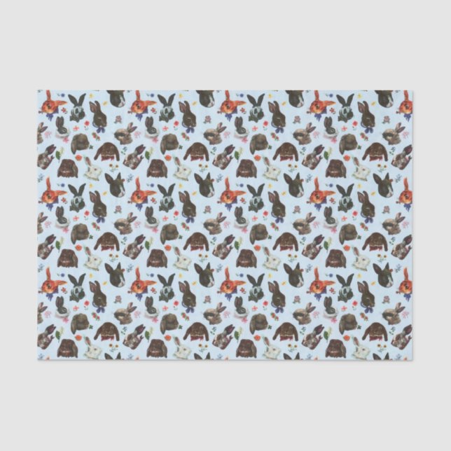 Spring Bunny Rabbits Forest Floral Tissue Paper (Front)
