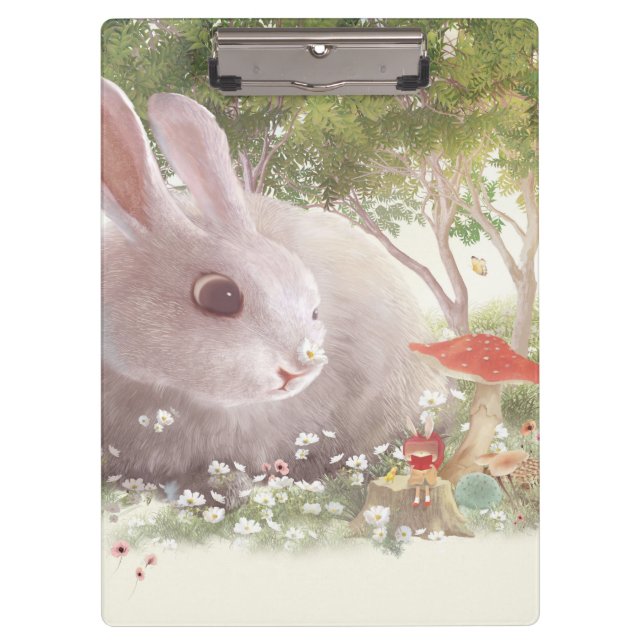 Spring Bunny: Realistic Rabbit in Flower Garden Ar Clipboard (Front)