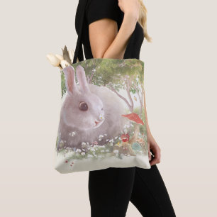 Spring Bunny: Realistic Rabbit in Flower Garden Ar Tote Bag