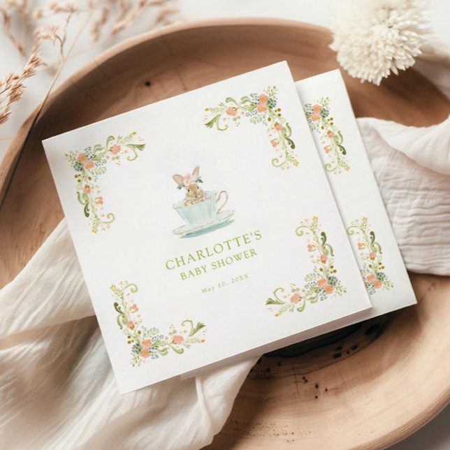 Spring Bunny Tea Party Baby Shower Napkin (Creator Uploaded)