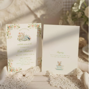 Spring Bunny Tea with Mom-to-be Baby Shower Invitation
