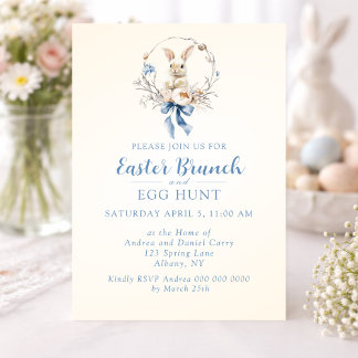 Spring Bunny Vintage Easter Brunch and Egg Hunt I Invitation