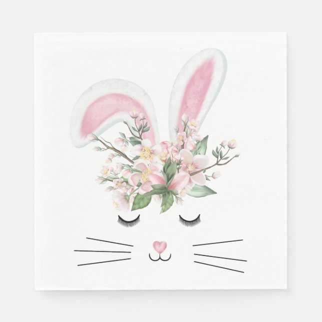 Spring Bunny with Pink Ears  Napkin (Front)