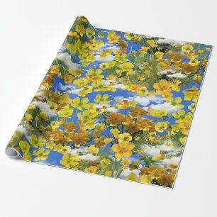 Spring Butercup flowers in the clouds Wrapping Paper