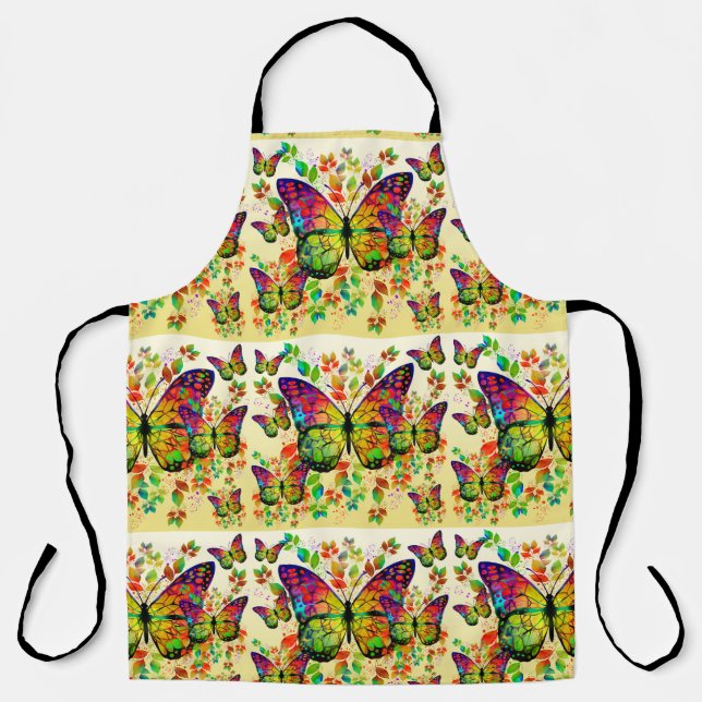 SPRING BUTTERFLIES COLORFUL NATURE APRON (Front)