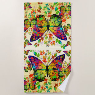 SPRING BUTTERFLIES COLORFUL NATURE BEACH TOWEL