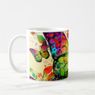 SPRING BUTTERFLIES COLORFUL NATURE COFFEE MUG