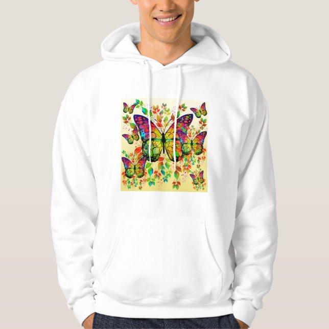 SPRING BUTTERFLIES COLORFUL NATURE HOODIE (Front)
