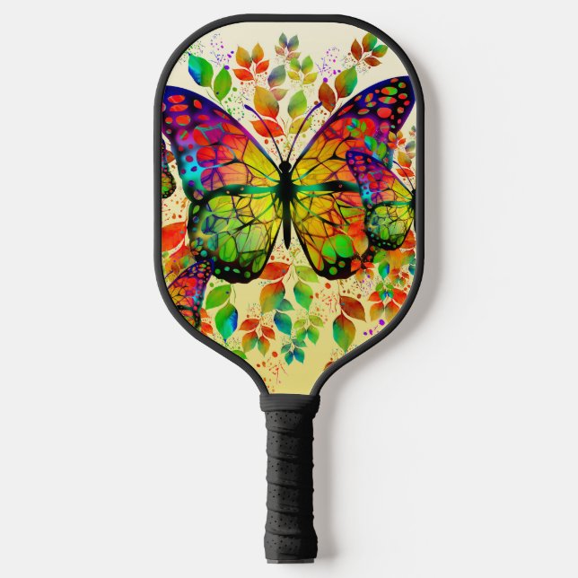 SPRING BUTTERFLIES COLORFUL NATURE PICKLEBALL PADDLE (Front)