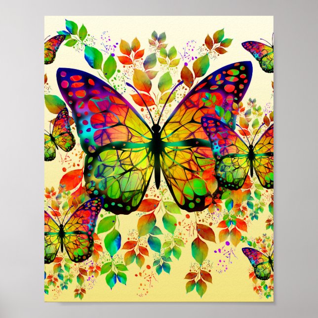 SPRING BUTTERFLIES COLORFUL NATURE POSTER (Front)