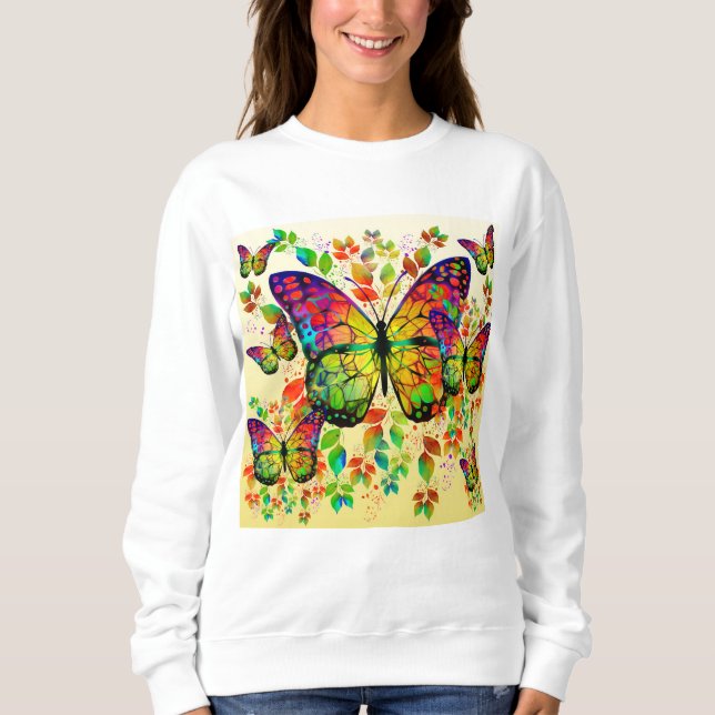SPRING BUTTERFLIES COLORFUL NATURE SWEATSHIRT (Front)