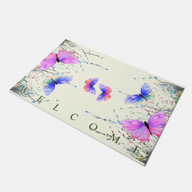 Spring Butterflies Doormat (Angled)