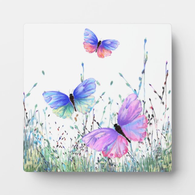 Spring Butterflies Flying in Nature Plaque (Front)